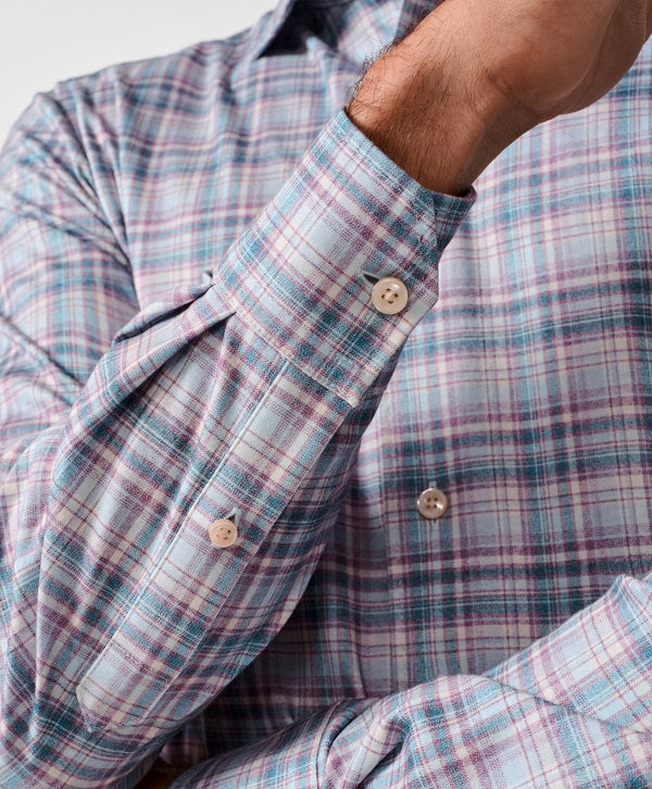 CMSK13830621 | Merlot & Blue Plaid Knit Sport Shirt