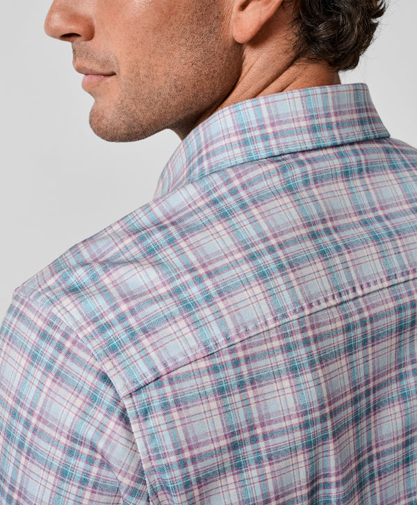 CMSK13830621 | Merlot & Blue Plaid Knit Sport Shirt