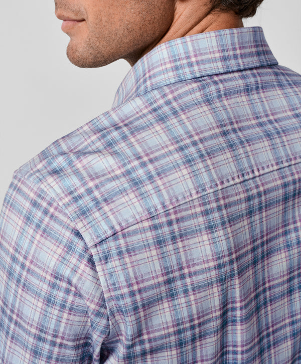 CMSK13830621 | Merlot & Blue Plaid Knit Sport Shirt