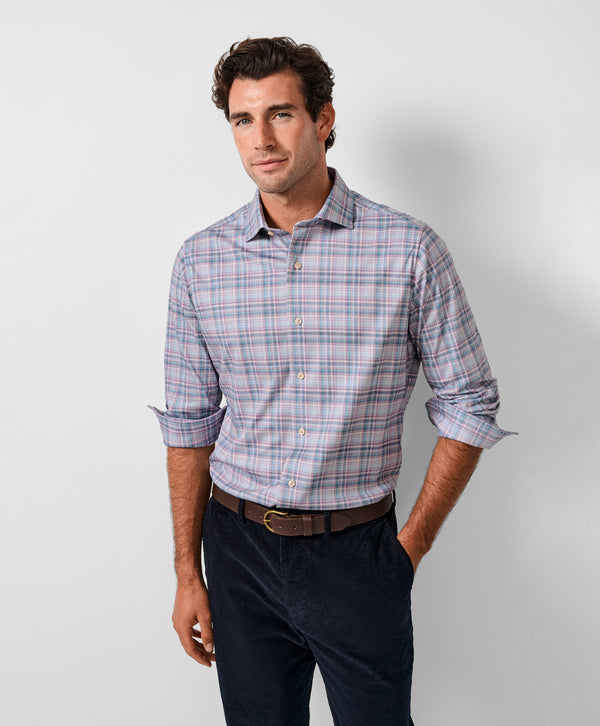 CMSK13830621 | Merlot & Blue Plaid Knit Sport Shirt