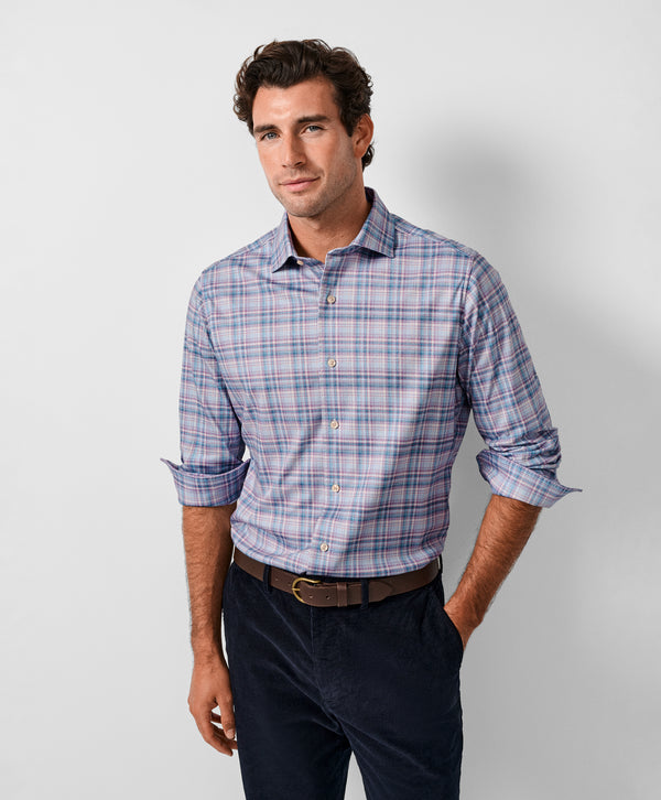 CMSK13830621 | Merlot & Blue Plaid Knit Sport Shirt