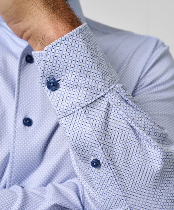 CMSK13213475 | Sky & White Neat Knit Sport Shirt