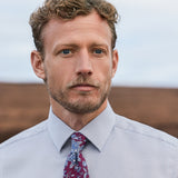 TBSP13001421 | Sky & Chocolate Textured Twill Dress Shirt