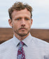 TBSP13001421 | Sky & Chocolate Textured Twill Dress Shirt
