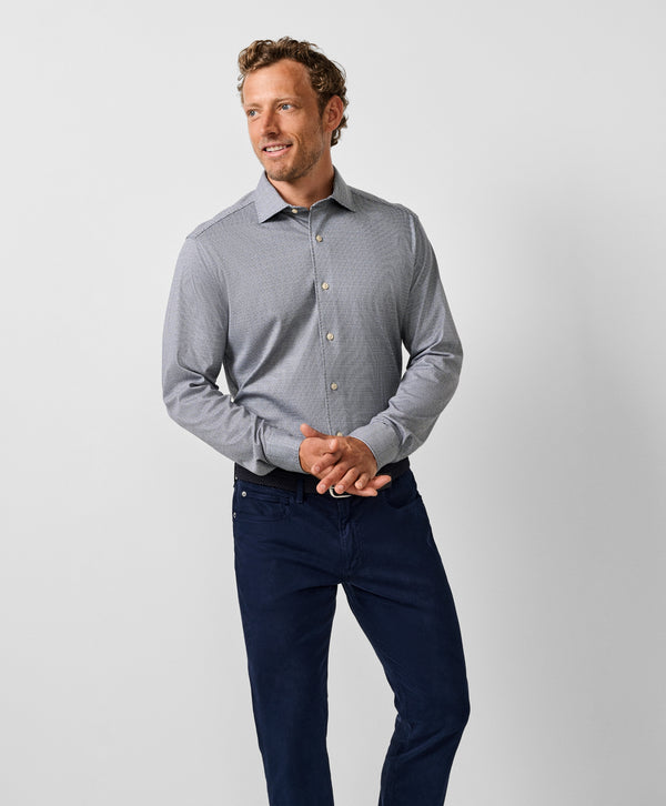 CMSK13829016 | Charcoal & White Check Knit Sport Shirt