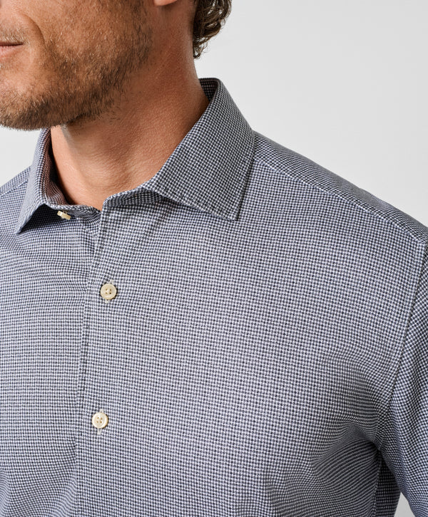 CMSK13829016 | Charcoal & White Check Knit Sport Shirt