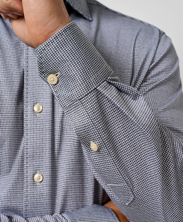 CMSK13829016 | Charcoal & White Check Knit Sport Shirt
