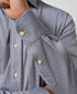 CMSK13829016 | Charcoal & White Check Knit Sport Shirt