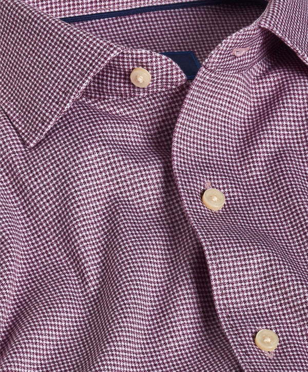 CMSK13829613 | Merlot & White Check Knit Sport Shirt