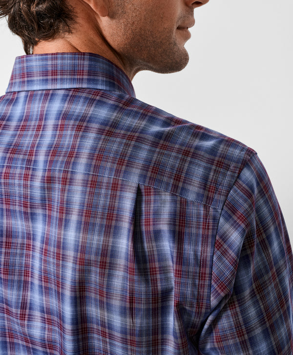CMSW13825486 | Navy & Merlot Check Sport Shirt