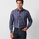 CMSW13825491 | Navy & Chocolate Check Sport Shirt