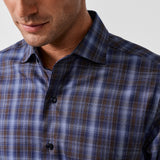 CMSW13825491 | Navy & Chocolate Check Sport Shirt