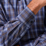 CMSW13825491 | Navy & Chocolate Check Sport Shirt