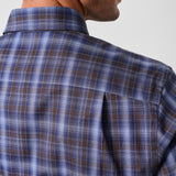 CMSW13825491 | Navy & Chocolate Check Sport Shirt