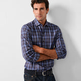 CMSW13825491 | Navy & Chocolate Check Sport Shirt