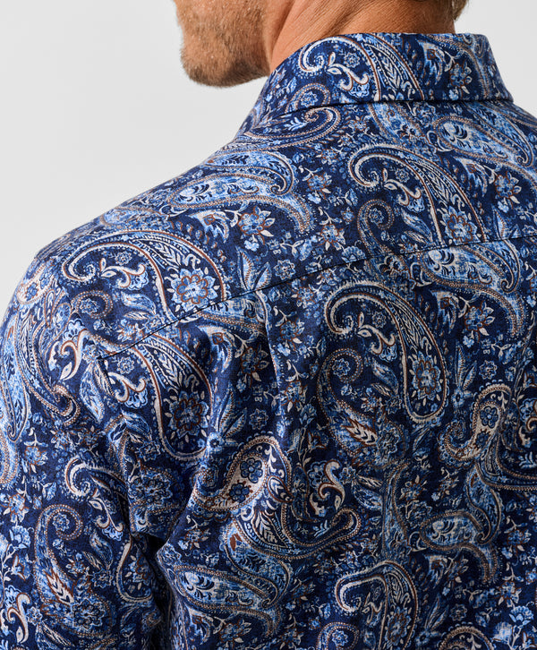 CMSW13500491 | Navy & Chocolate Paisley Sport Shirt
