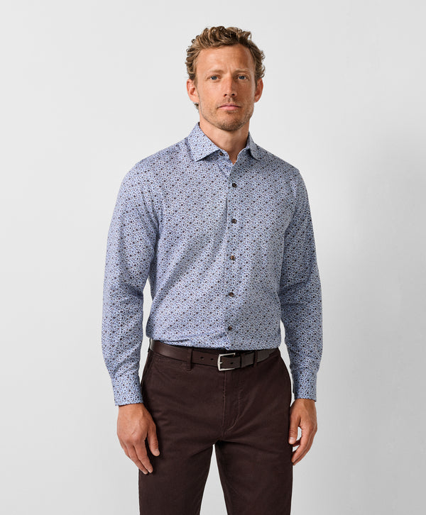 CMSW13400427 | Blue & Chocolate Floral Sport Shirt