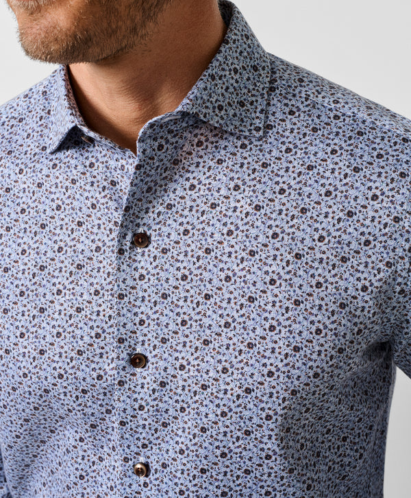 CMSW13400427 | Blue & Chocolate Floral Sport Shirt