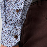 CMSW13400427 | Blue & Chocolate Floral Sport Shirt