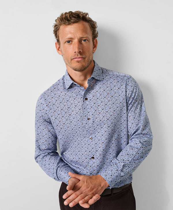 CMSW13400427 | Blue & Chocolate Floral Sport Shirt
