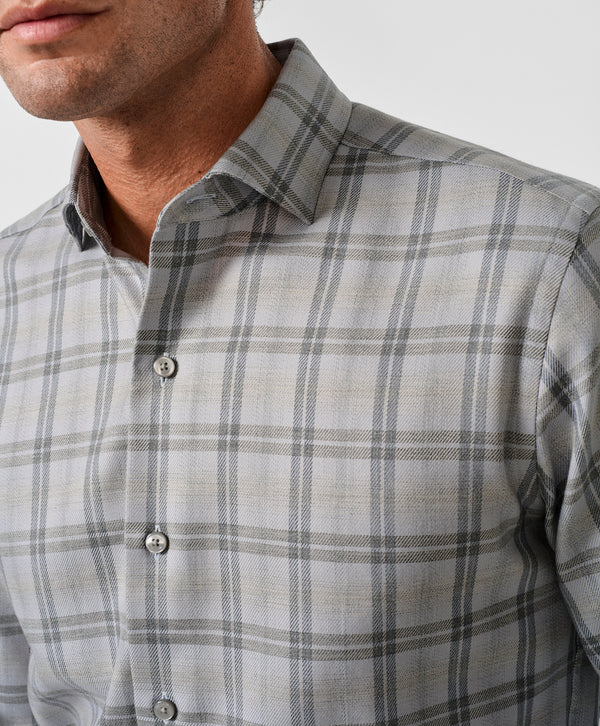 CMSW13832052 | Heather Gray Melange Check Sport Shirt