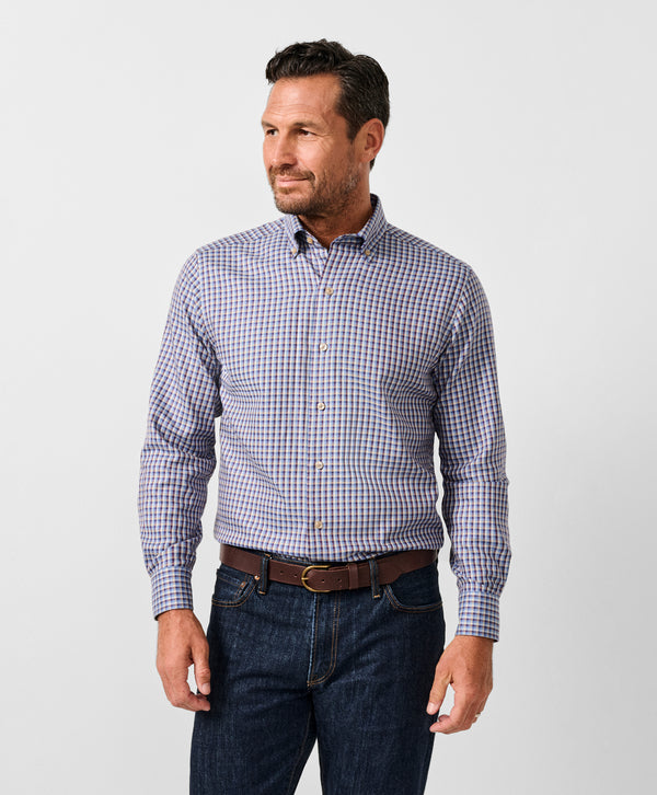CBBD13831457 | Blue & Merlot Melange Check Sport Shirt