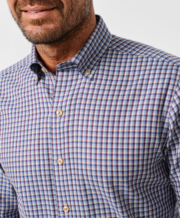 CBBD13831457 | Blue & Merlot Melange Check Sport Shirt