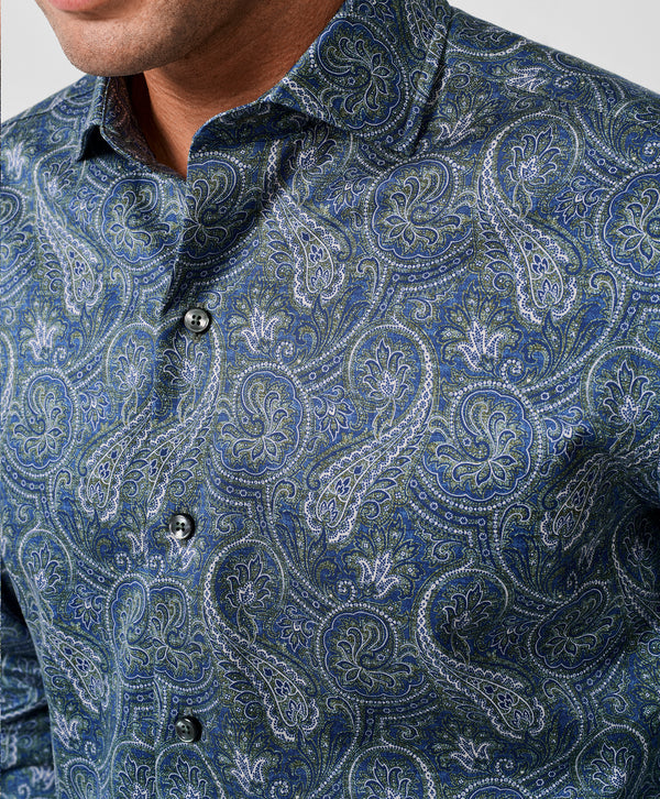 CMSW13501433 | Navy & Green Paisley Sport Shirt