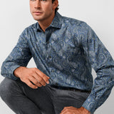 CMSW13501433 | Navy & Green Paisley Sport Shirt