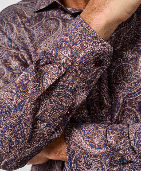 CMSW13501486 | Navy & Merlot Paisley Sport Shirt