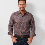 CMSW13501486 | Navy & Merlot Paisley Sport Shirt