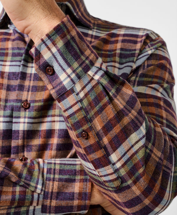 CMSW13827607 | Merlot & Multi Brushed Plaid Sport Shirt