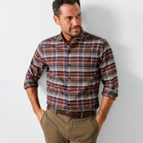 CMSW13827607 | Merlot & Multi Brushed Plaid Sport Shirt