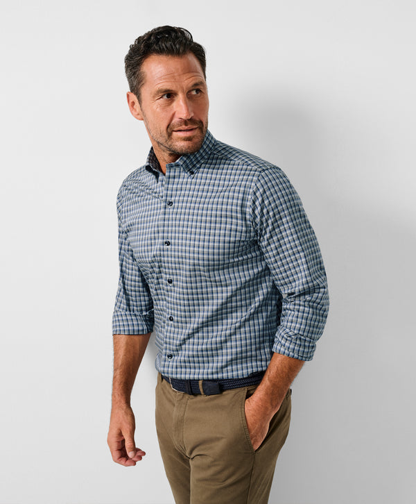 CBBD13826492 | Navy & Olive Check Sport Shirt