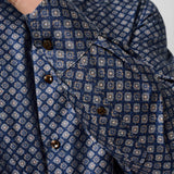 CMSW13603419 | Navy & Brown Geometric Sport Shirt