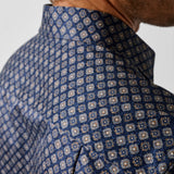 CMSW13603419 | Navy & Brown Geometric Sport Shirt