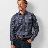 CMSW13603419 | Navy & Brown Geometric Sport Shirt