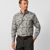 CMSW13402018 | Charcoal & Multi Botanical Corduroy Sport Shirt