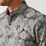 CMSW13402018 | Charcoal & Multi Botanical Corduroy Sport Shirt