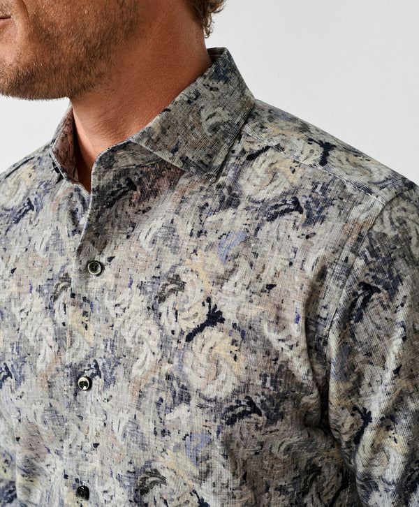 CMSW13402018 | Charcoal & Multi Botanical Corduroy Sport Shirt