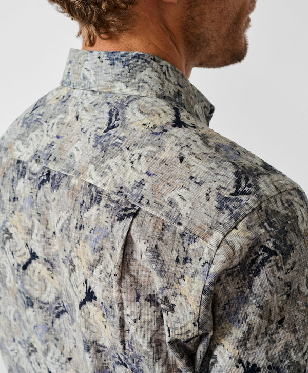 CMSW13402018 | Charcoal & Multi Botanical Corduroy Sport Shirt