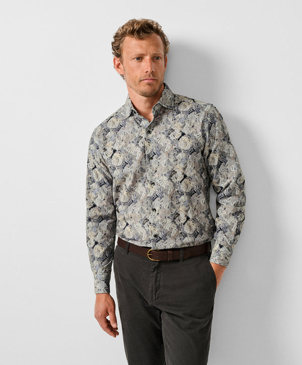 CMSW13402018 | Charcoal & Multi Botanical Corduroy Sport Shirt
