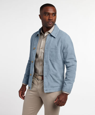 Jakke DAME SHACKET COAT ライトブルー SJKL12052458 | Suede City Jacket – David Donahue