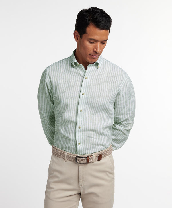 CBBD12955335 | Sage Linen Stripe Sport Shirt