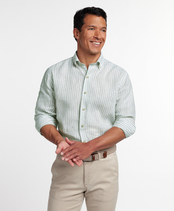 CBBD12955335 | Sage Linen Stripe Sport Shirt