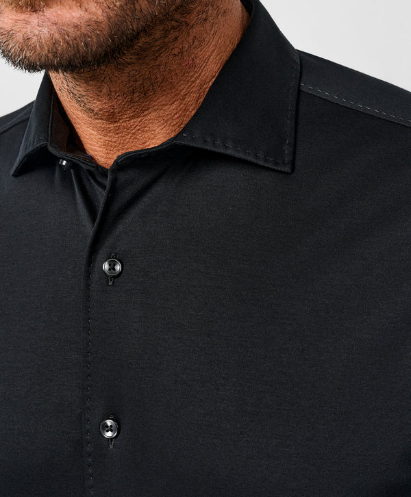 CMSK12150002 | Black Solid Knit Sport Shirt