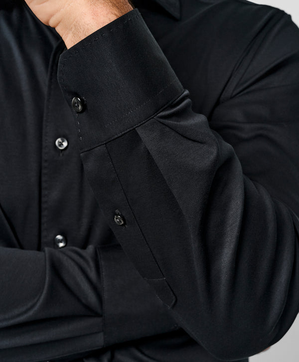 CMSK12150002 | Black Solid Knit Sport Shirt