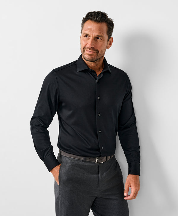CMSK12150002 | Black Solid Knit Sport Shirt