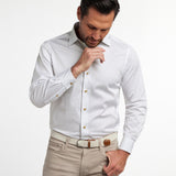 CBSM12215121 | White & Sand Neat Print Sport Shirt