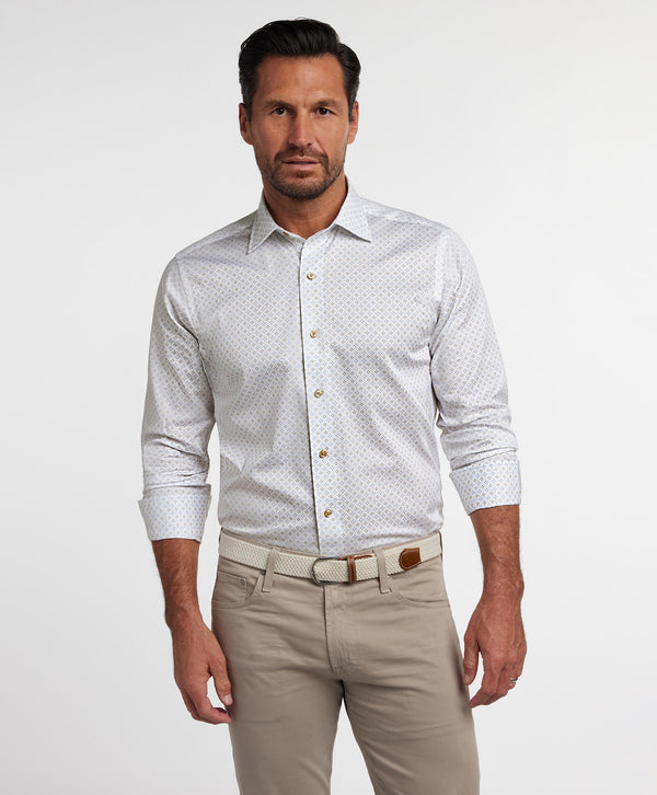 CBSM12215121 | White & Sand Neat Print Sport Shirt